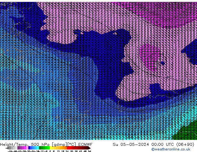 Hoogte/Temp. 500 hPa ECMWF zo 05.05.2024 00 UTC