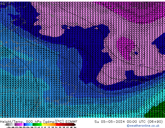 Z500/Rain (+SLP)/Z850 ECMWF Вс 05.05.2024 00 UTC