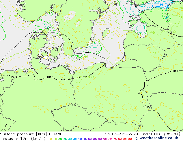 Isotachs (kph) ECMWF  04.05.2024 18 UTC