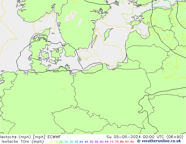 Isotaca (mph) ECMWF dom 05.05.2024 00 UTC