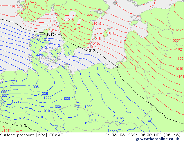 Surface pressure ECMWF Fr 03.05.2024 06 UTC