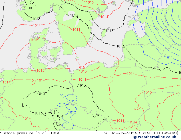 Presión superficial ECMWF dom 05.05.2024 00 UTC