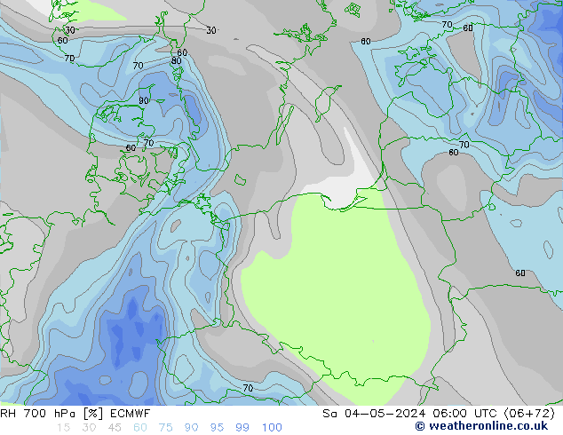 RH 700 hPa ECMWF Sáb 04.05.2024 06 UTC