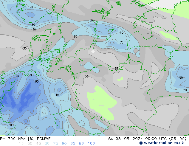 Humedad rel. 700hPa ECMWF dom 05.05.2024 00 UTC