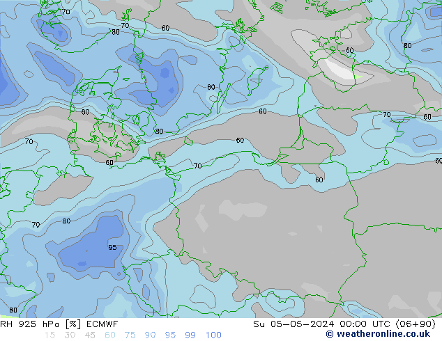 Humidité rel. 925 hPa ECMWF dim 05.05.2024 00 UTC