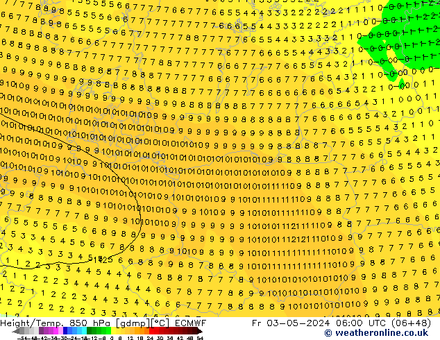 Z500/Rain (+SLP)/Z850 ECMWF Fr 03.05.2024 06 UTC