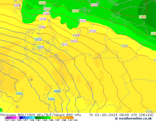 Thck 850-1000 hPa ECMWF Th 02.05.2024 06 UTC