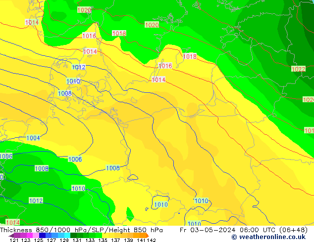 Thck 850-1000 hPa ECMWF Fr 03.05.2024 06 UTC