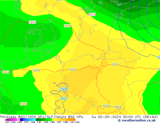 Thck 850-1000 hPa ECMWF dim 05.05.2024 00 UTC