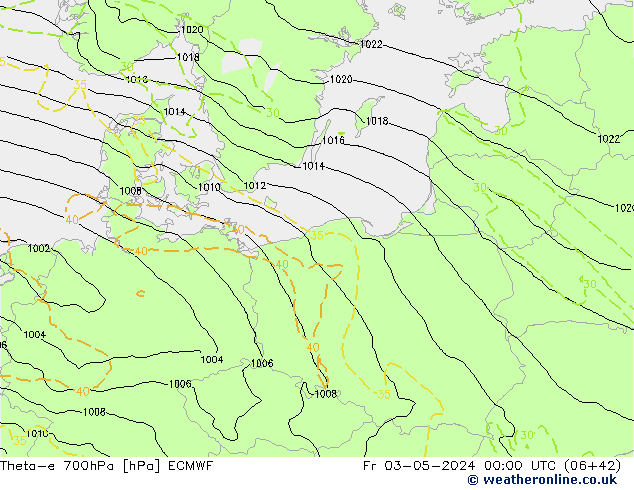 Theta-e 700hPa ECMWF  03.05.2024 00 UTC