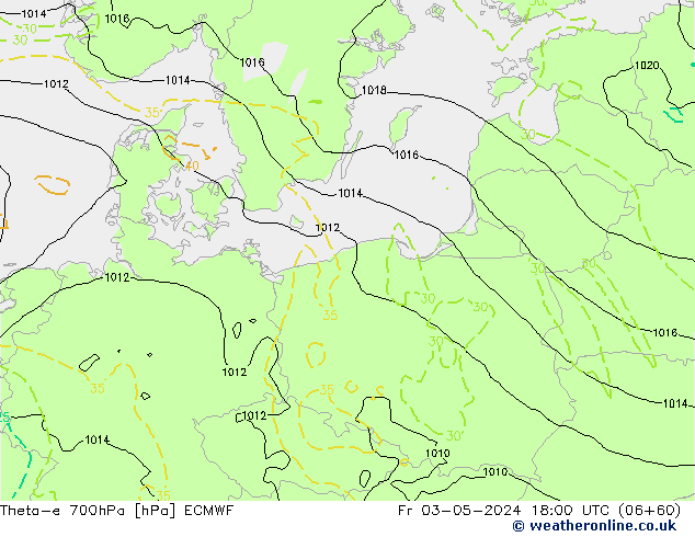 Theta-e 700hPa ECMWF Fr 03.05.2024 18 UTC