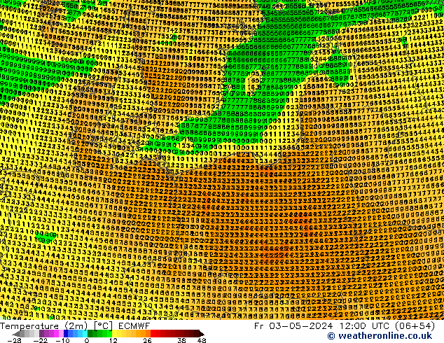 Temperature (2m) ECMWF Fr 03.05.2024 12 UTC