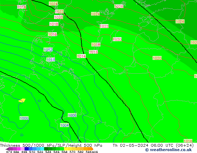 Thck 500-1000hPa ECMWF Th 02.05.2024 06 UTC