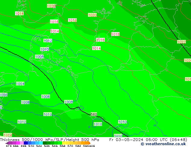 Thck 500-1000hPa ECMWF Fr 03.05.2024 06 UTC