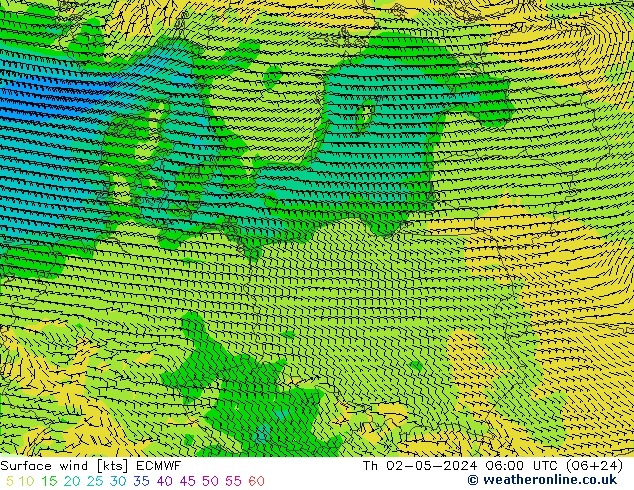 Rüzgar 10 m ECMWF Per 02.05.2024 06 UTC