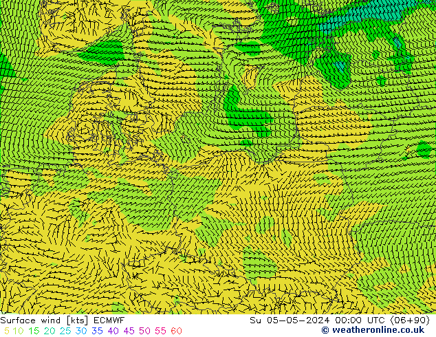 Viento 10 m ECMWF dom 05.05.2024 00 UTC