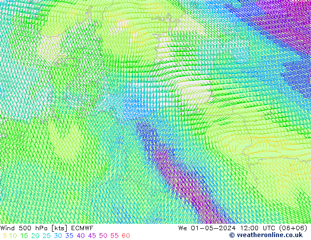 Wind 500 hPa ECMWF St 01.05.2024 12 UTC