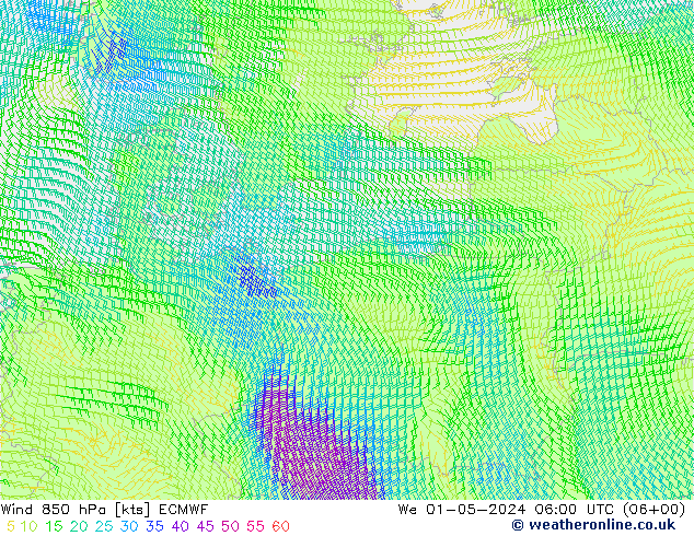 Wind 850 hPa ECMWF We 01.05.2024 06 UTC