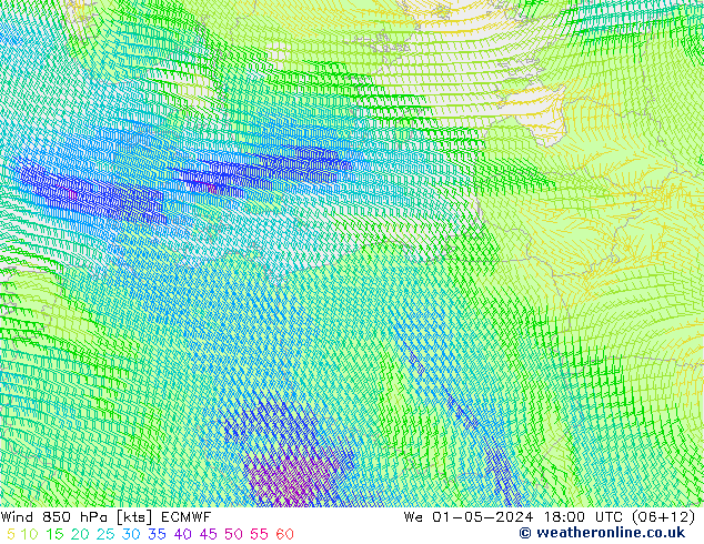 Wind 850 hPa ECMWF We 01.05.2024 18 UTC