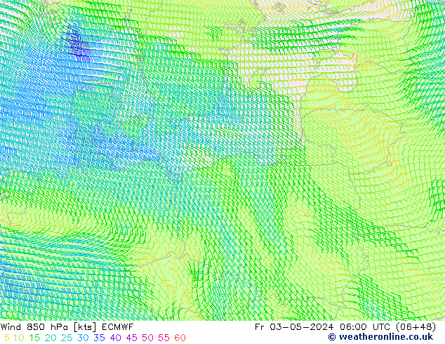 Wind 850 hPa ECMWF Fr 03.05.2024 06 UTC