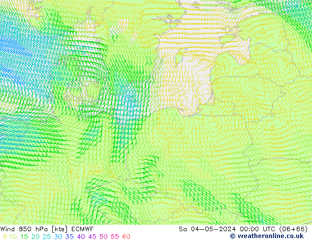 Wind 850 hPa ECMWF Sa 04.05.2024 00 UTC