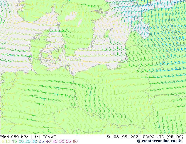 Wind 950 hPa ECMWF Su 05.05.2024 00 UTC