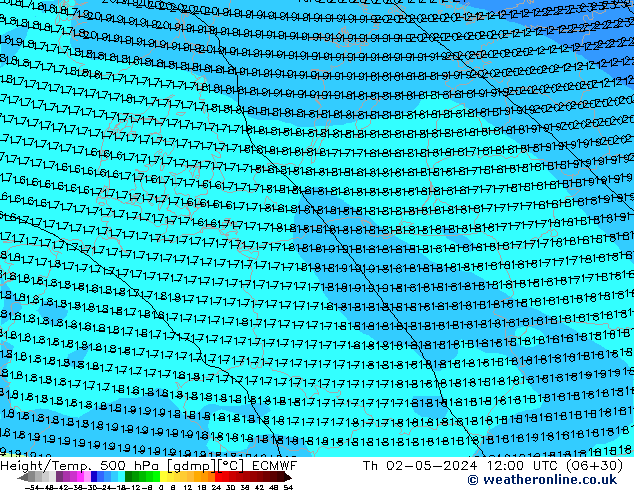 Z500/Rain (+SLP)/Z850 ECMWF  02.05.2024 12 UTC