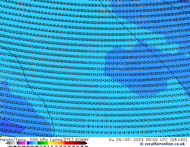 Height/Temp. 500 hPa ECMWF dom 05.05.2024 00 UTC