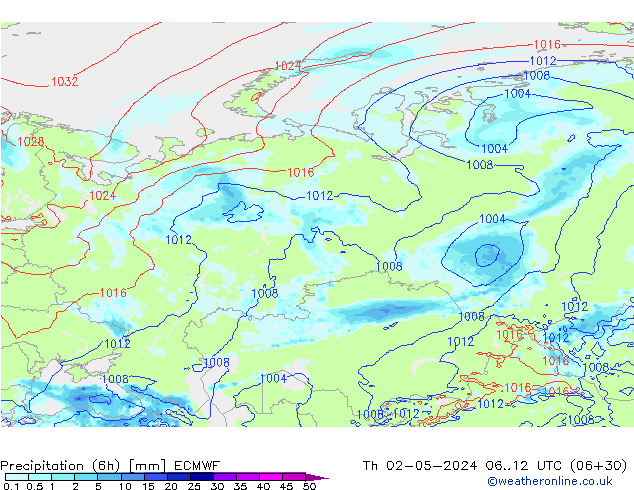 Z500/Rain (+SLP)/Z850 ECMWF jue 02.05.2024 12 UTC