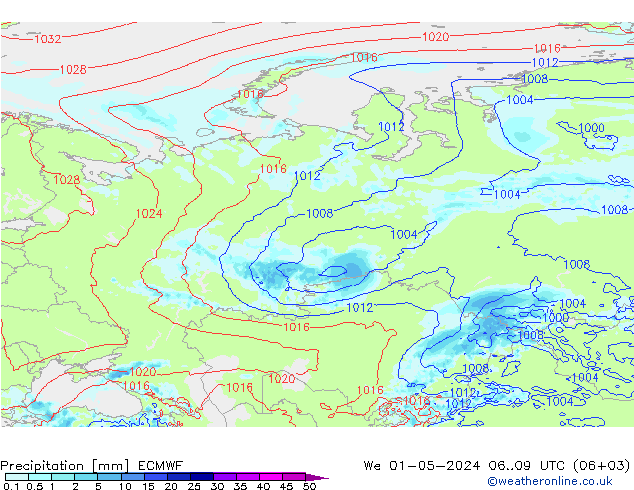 Neerslag ECMWF wo 01.05.2024 09 UTC