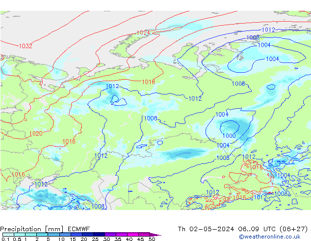 Precipitazione ECMWF gio 02.05.2024 09 UTC