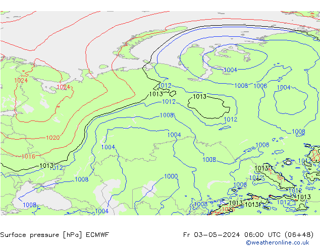 Surface pressure ECMWF Fr 03.05.2024 06 UTC