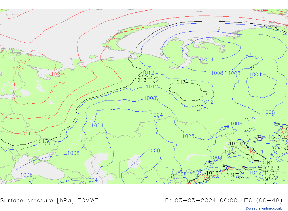 Surface pressure ECMWF Fr 03.05.2024 06 UTC