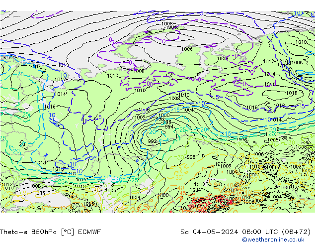 Theta-e 850hPa ECMWF Sáb 04.05.2024 06 UTC