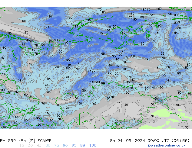 RH 850 hPa ECMWF Sa 04.05.2024 00 UTC