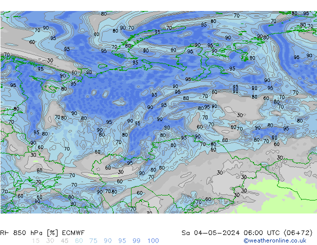 RH 850 hPa ECMWF so. 04.05.2024 06 UTC