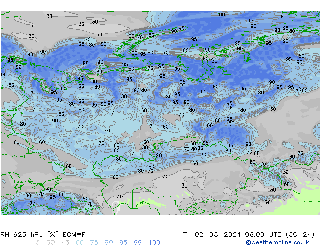 RH 925 hPa ECMWF Th 02.05.2024 06 UTC