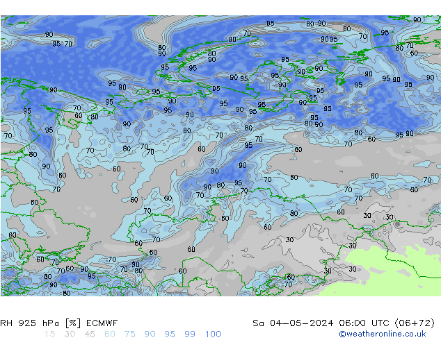 RH 925 hPa ECMWF Sáb 04.05.2024 06 UTC