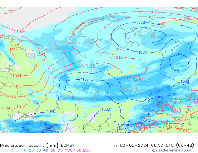 Precipitation accum. ECMWF Fr 03.05.2024 06 UTC