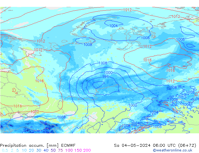 Precipitation accum. ECMWF Sáb 04.05.2024 06 UTC