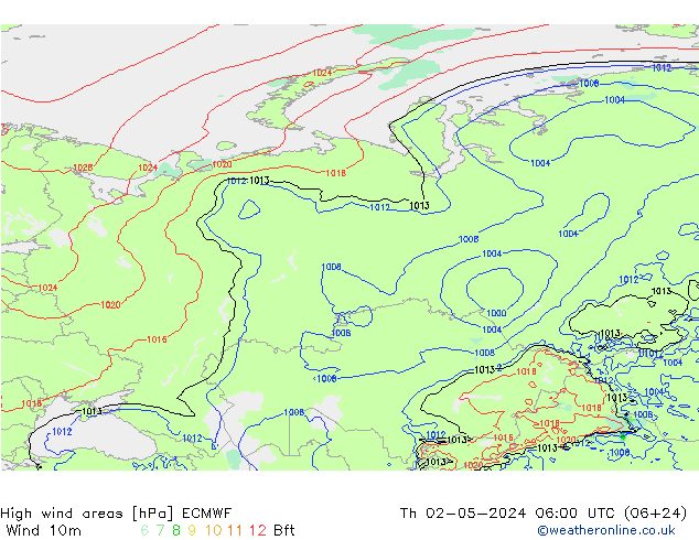 High wind areas ECMWF jeu 02.05.2024 06 UTC