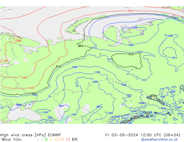 High wind areas ECMWF Fr 03.05.2024 12 UTC