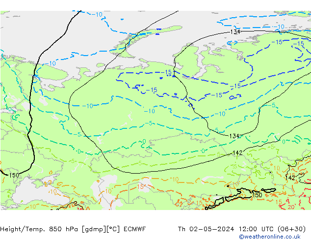 Z500/Rain (+SLP)/Z850 ECMWF gio 02.05.2024 12 UTC