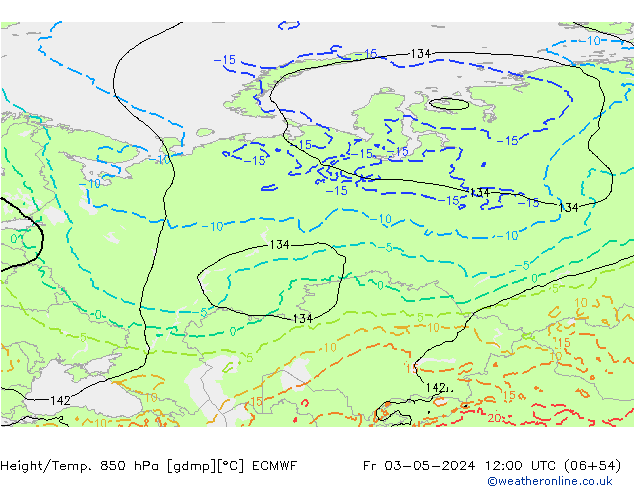 Z500/Rain (+SLP)/Z850 ECMWF Fr 03.05.2024 12 UTC