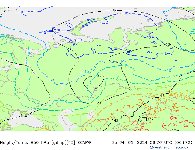 Height/Temp. 850 hPa ECMWF Sáb 04.05.2024 06 UTC