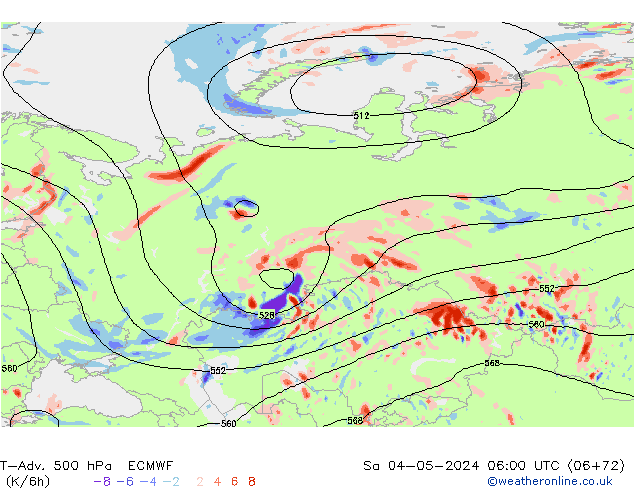 T-Adv. 500 hPa ECMWF  04.05.2024 06 UTC