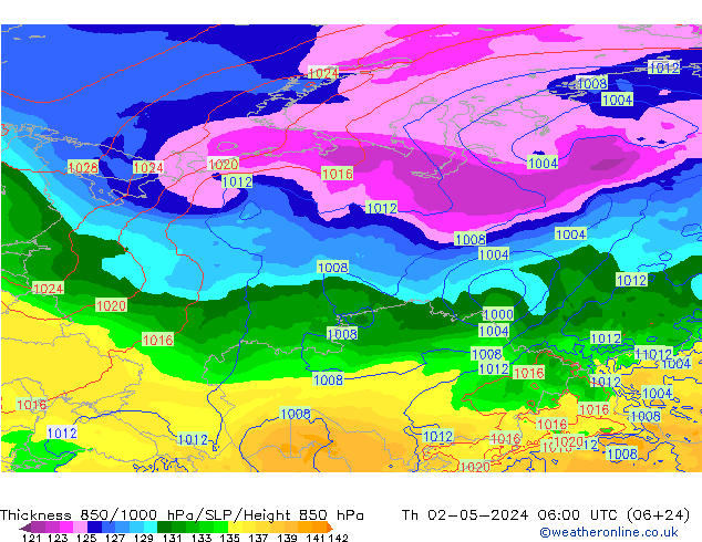 Thck 850-1000 hPa ECMWF Th 02.05.2024 06 UTC