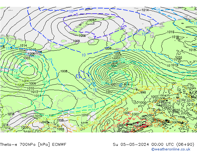 Theta-e 700hPa ECMWF  05.05.2024 00 UTC