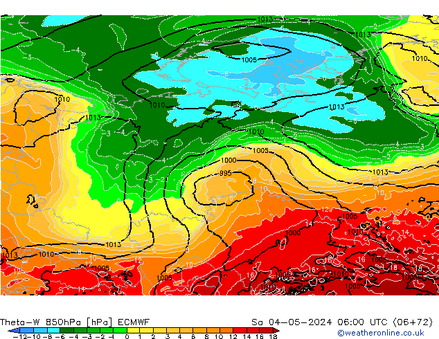 Theta-W 850hPa ECMWF Sáb 04.05.2024 06 UTC