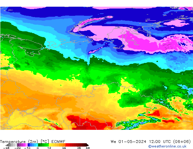Temperatura (2m) ECMWF mié 01.05.2024 12 UTC